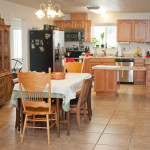 Large dining area and kitchen